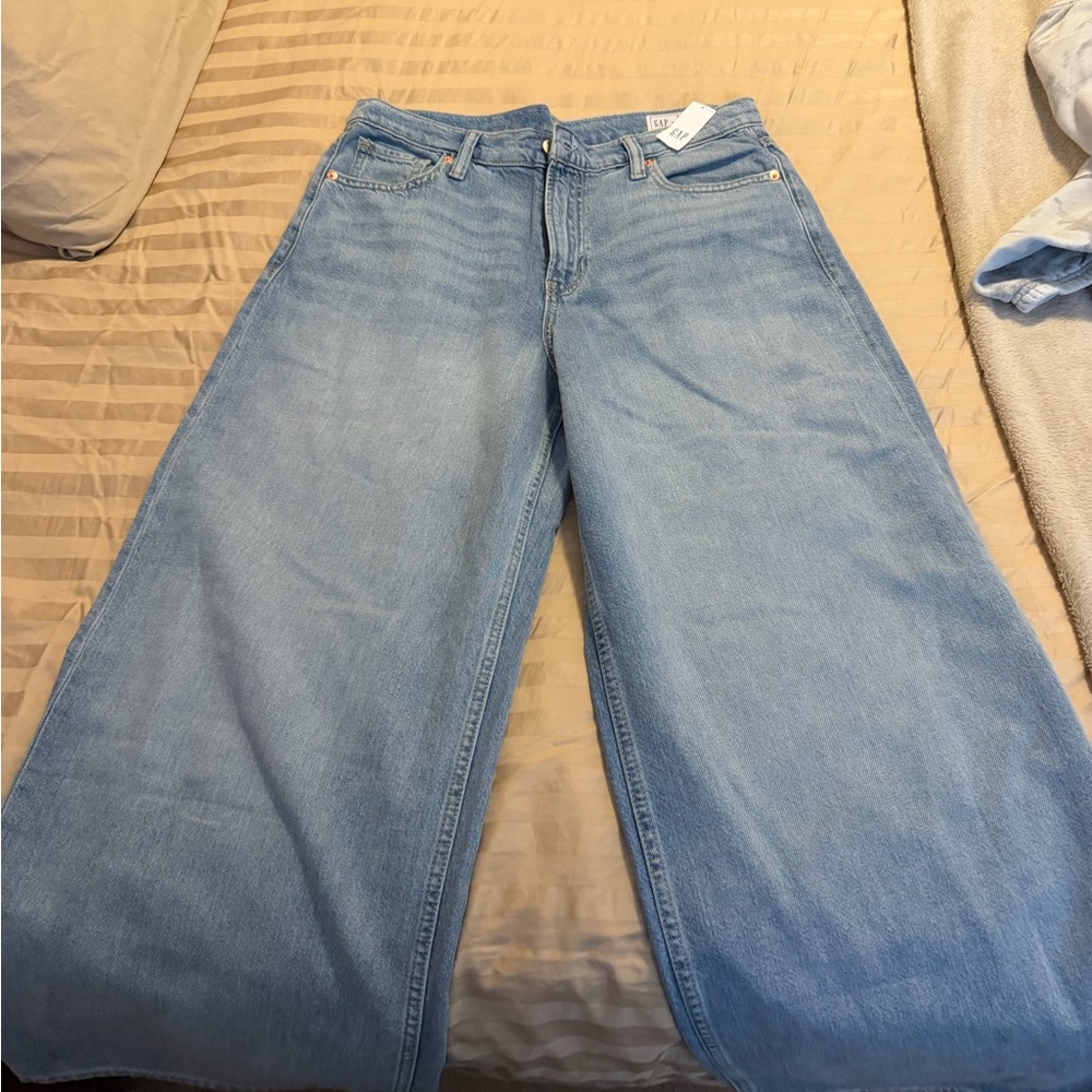Gap Baggy Mid Rise Wide Leg Light Blue Ultra Soft Women’s Jeans